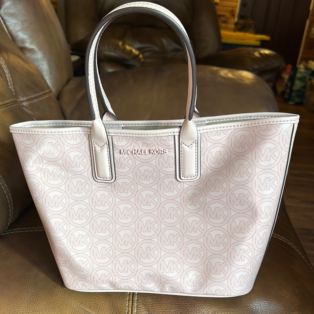 Michael Kors Pink Shimmer Tote with Textured Finish